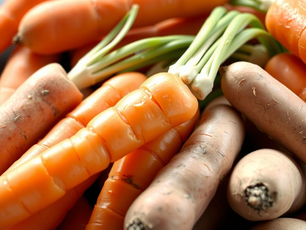 Zanahorias frescas y batatas